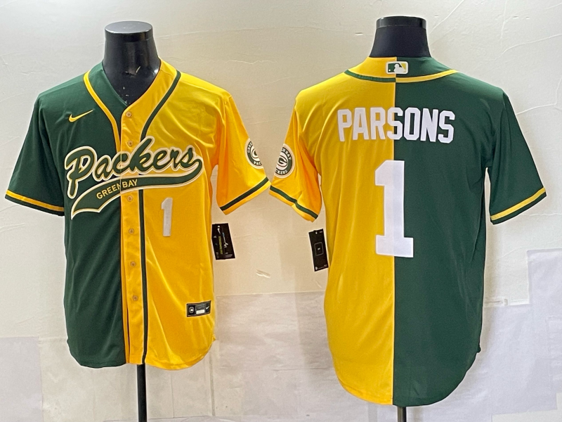 Men Green Bay Packers #1 Parsons yellow green Nike NFL 2025 jersey 03